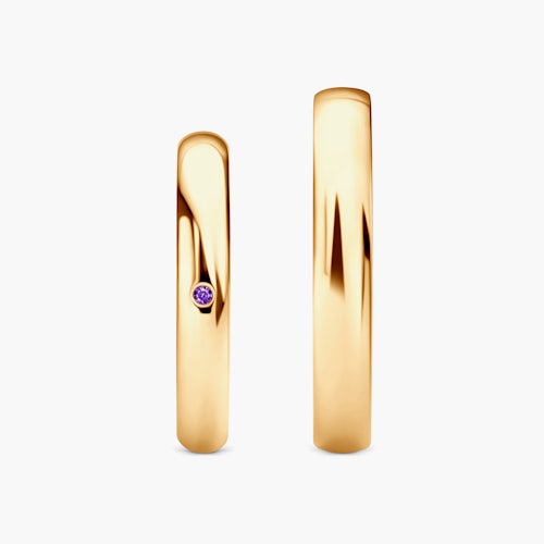 Obrączki Fairytale: złote, ametyst, półokrągłe, 3 mm i 4 mm